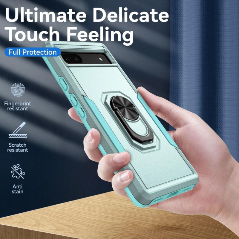 Google Pixel 6A Shockproof TPU + PC Kickstand Phone Case Car Mount Metal Sheet - Green