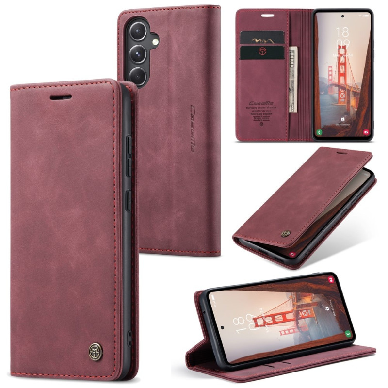 CASEME Retro Wallet Case for Samsung Galaxy S23 FE - Wine Red