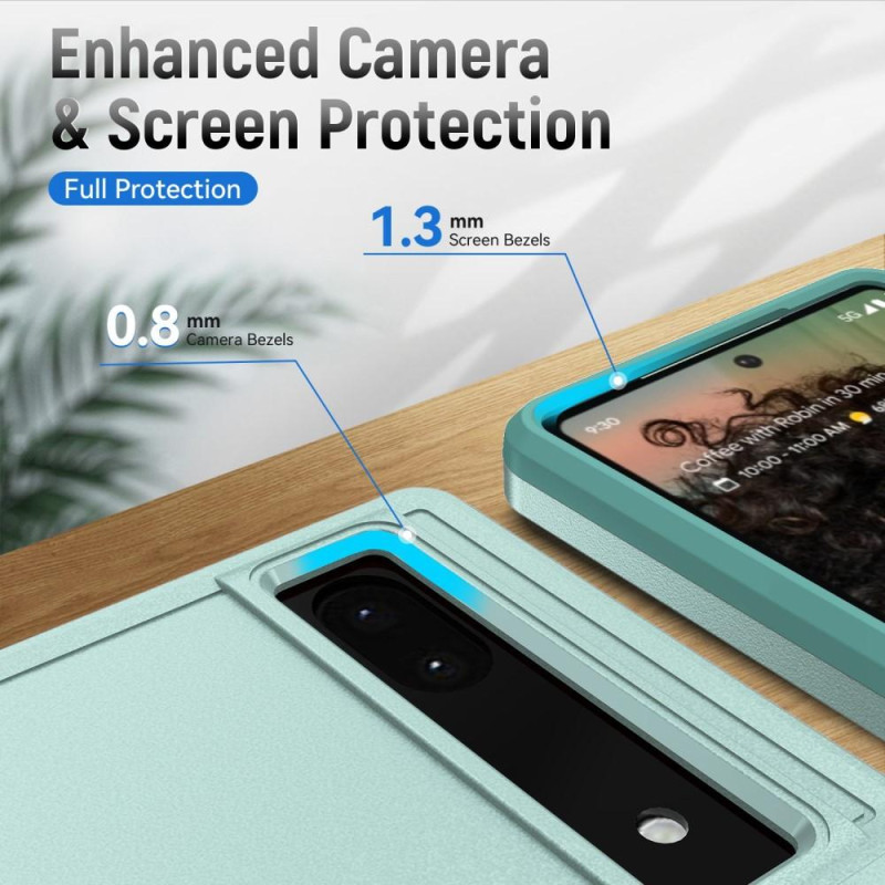 Google Pixel 6A Shockproof TPU + PC Kickstand Phone Case Car Mount Metal Sheet - Green
