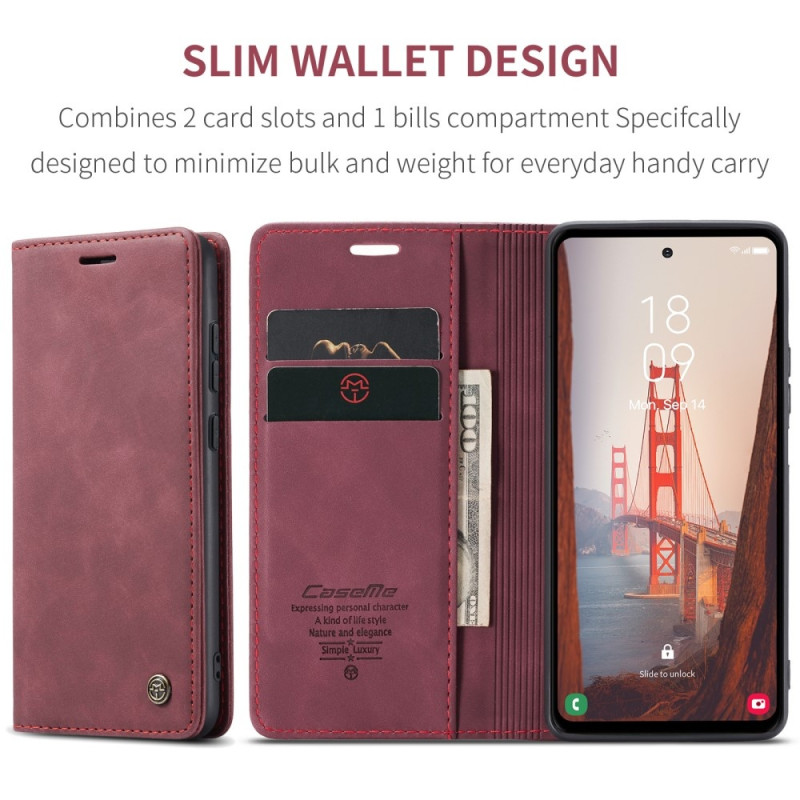 CASEME Retro Wallet Case for Samsung Galaxy S23 FE - Wine Red