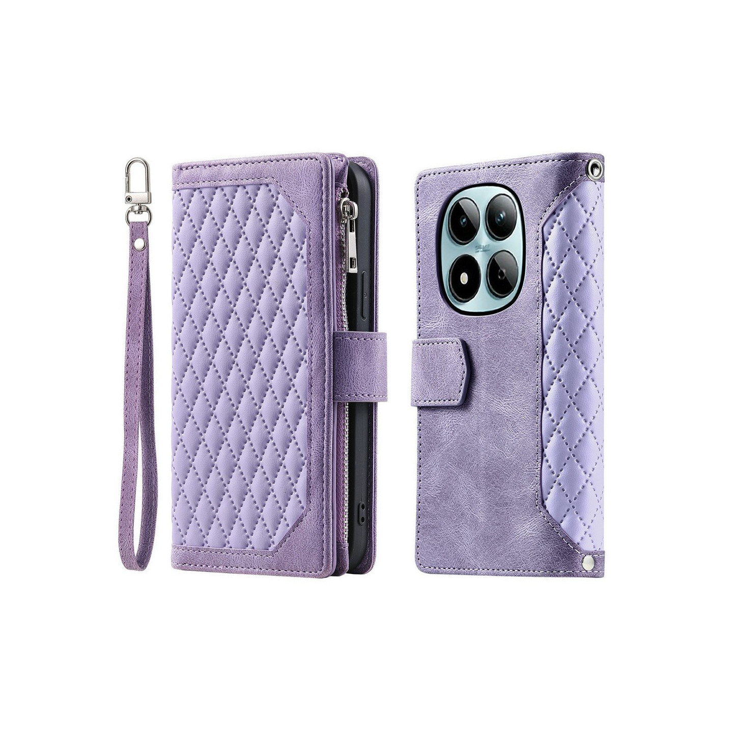 For Xiaomi Redmi Note 15 Pro 5G Zipper Wallet Case Rhombus Phone Cover