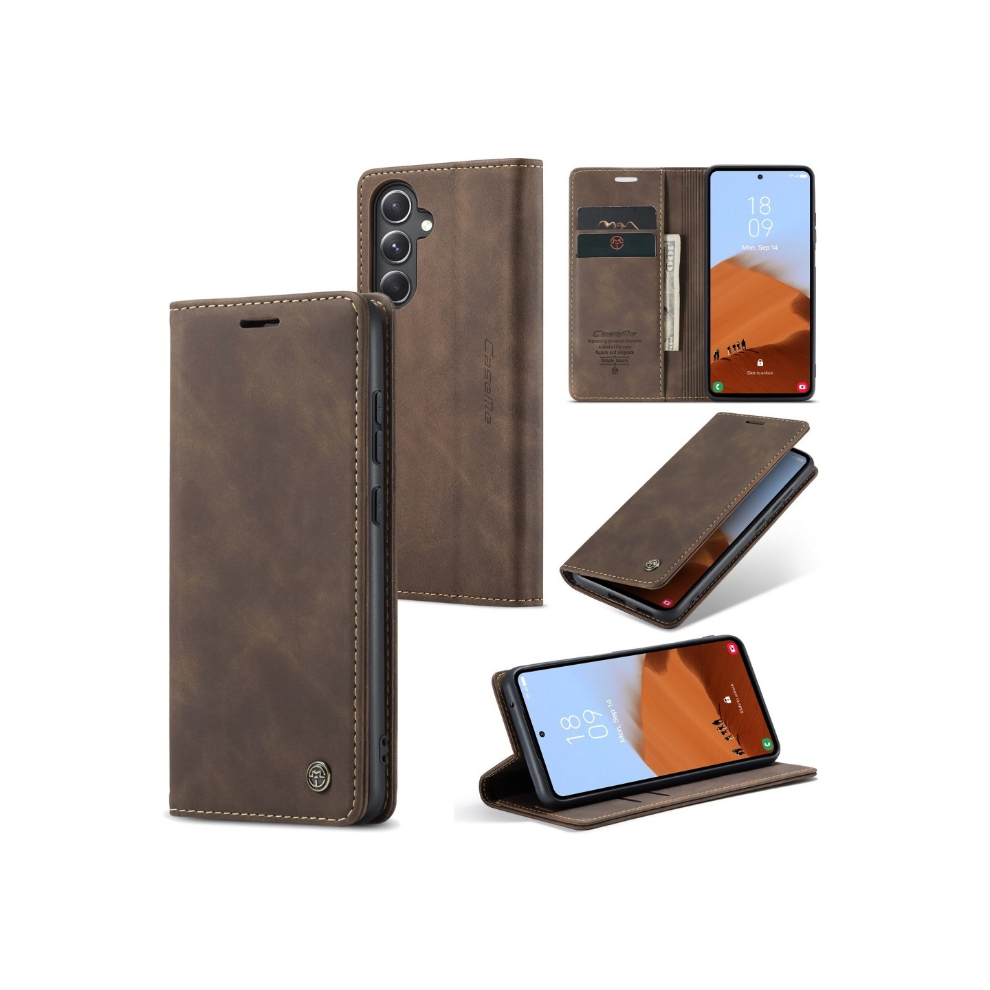 CASEME Lommebok - deksel Samsung Galaxy S23 FE - Kaffe