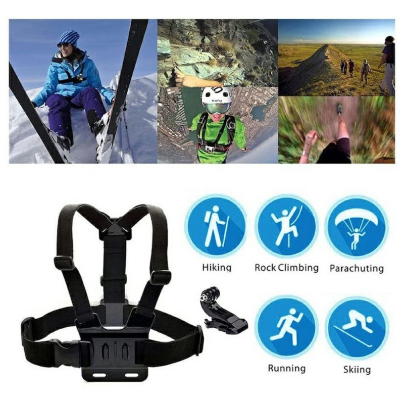 6 - i - 1 tilbehør til GoPro Hero med bryststropp mobiltelefonklips osv