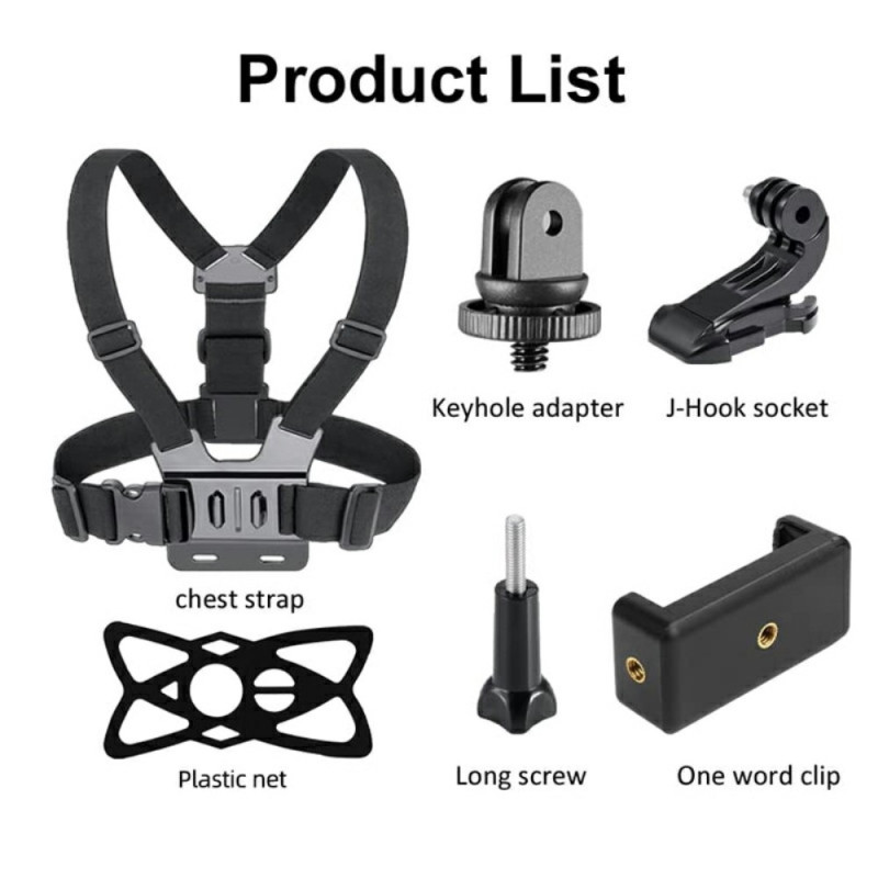 6 - in - 1 accessories for GoPro Hero with chest strap mobile clip etc
