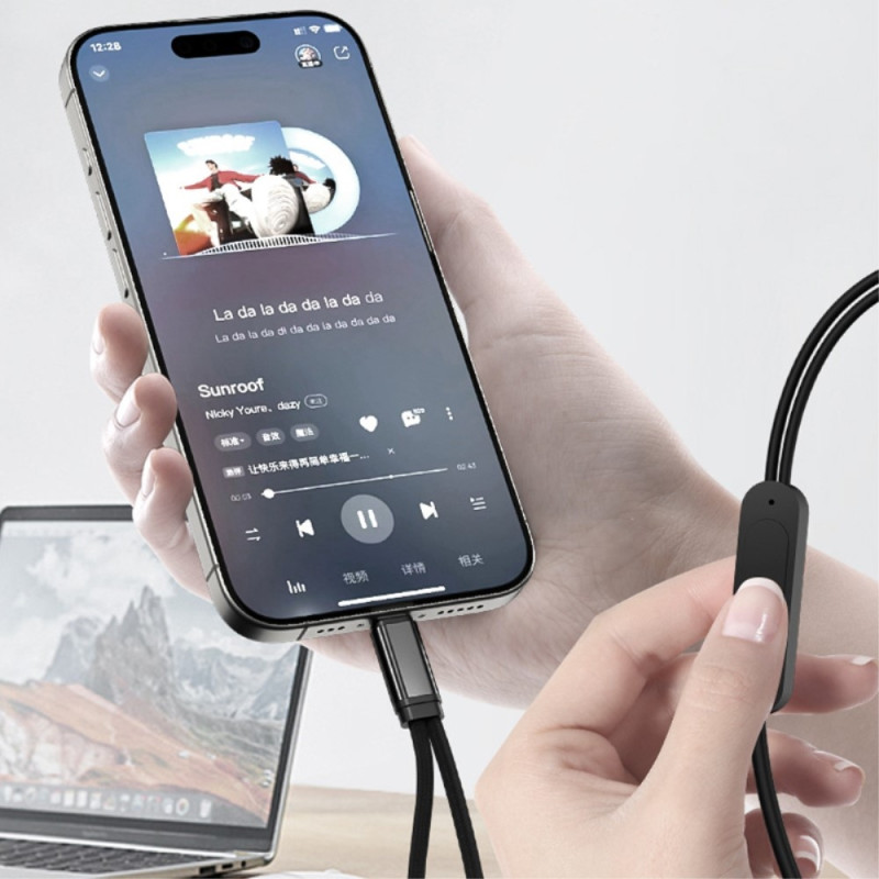 USB - C male to 3.5 mm + USB - C female adapter AUX splitter