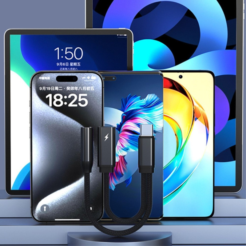 USB - C uros - 3,5 mm + USB - C naaras kuulokesovitin AUX - jakaja