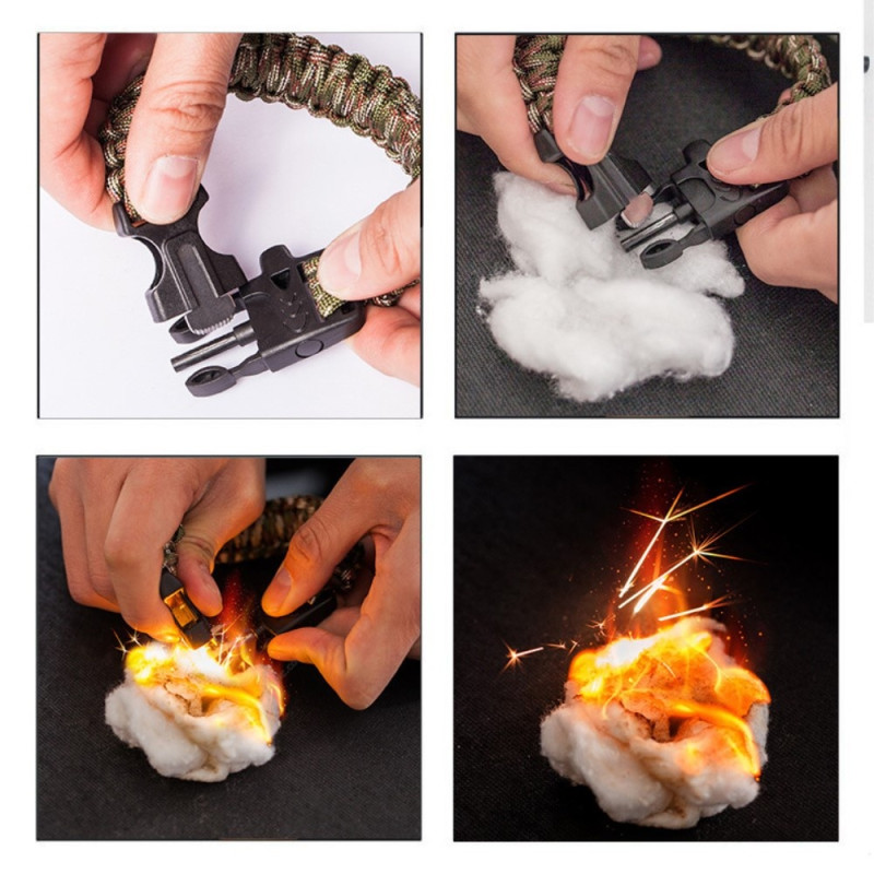 Survival Bracelet Survival Emergency Armbånd - Grønn kamuflasje