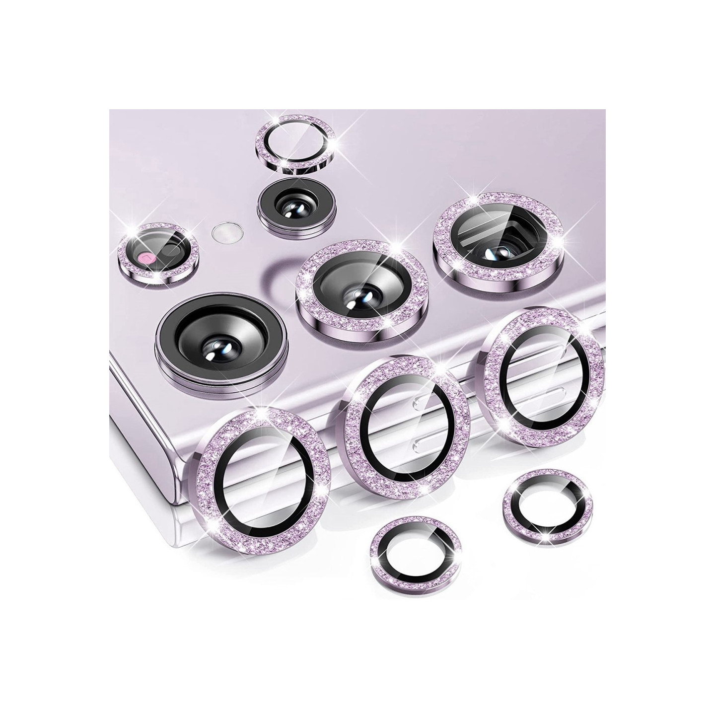 ENKAY kameralinsedeksel til Samsung Galaxy S24 Ultra herdet glass glitter