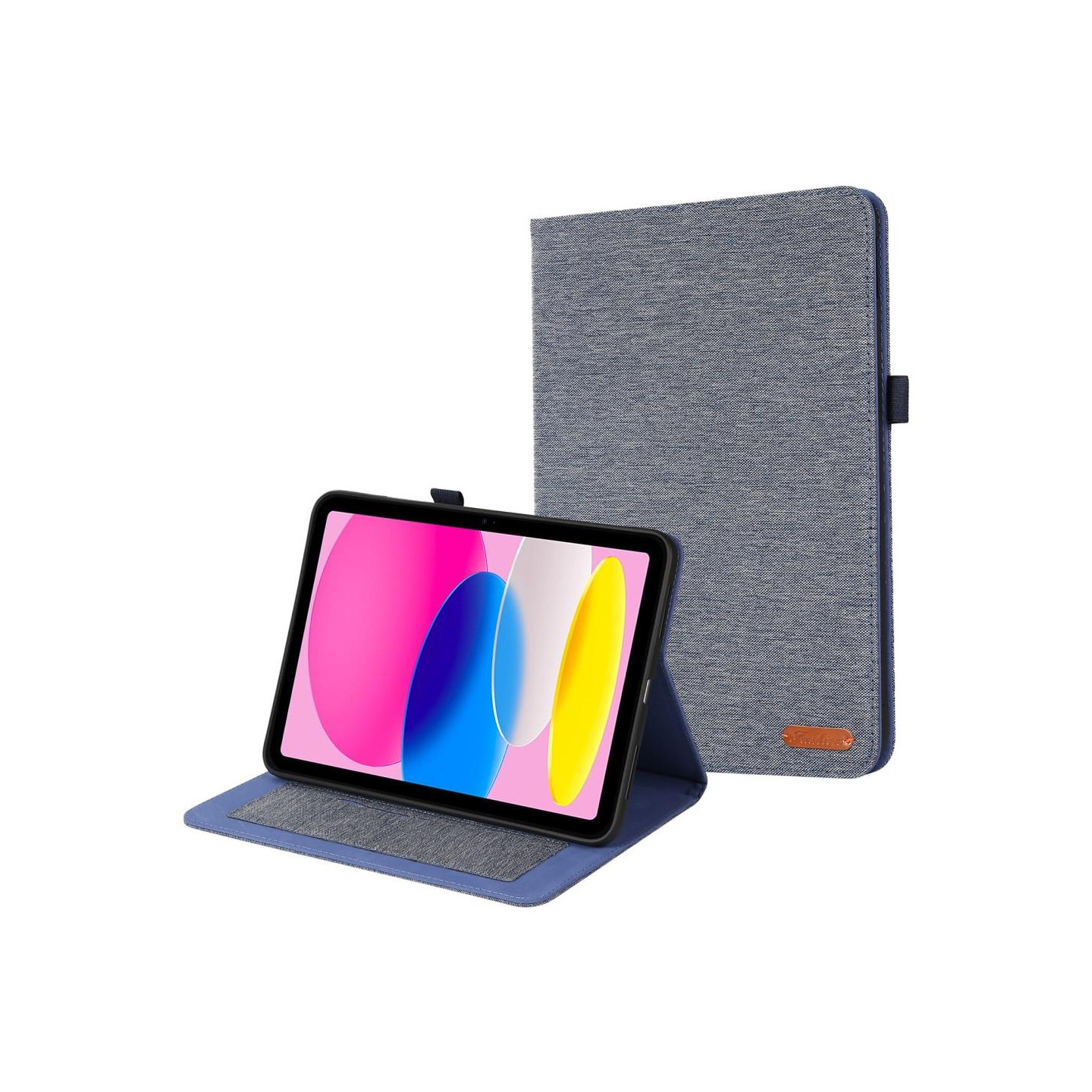 Apple iPad 10.9 2022 Sammenleggbart deksel Kortholder Stofftekstur - Blå
