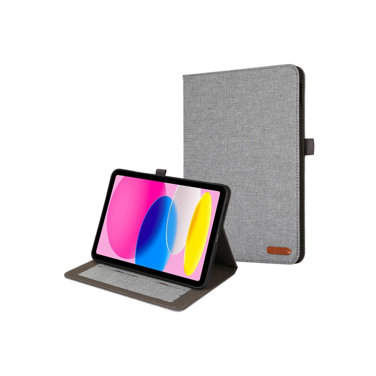 Apple iPad 10.9 2022 Sammenleggbart deksel Kortholder Stofftekstur - Grå