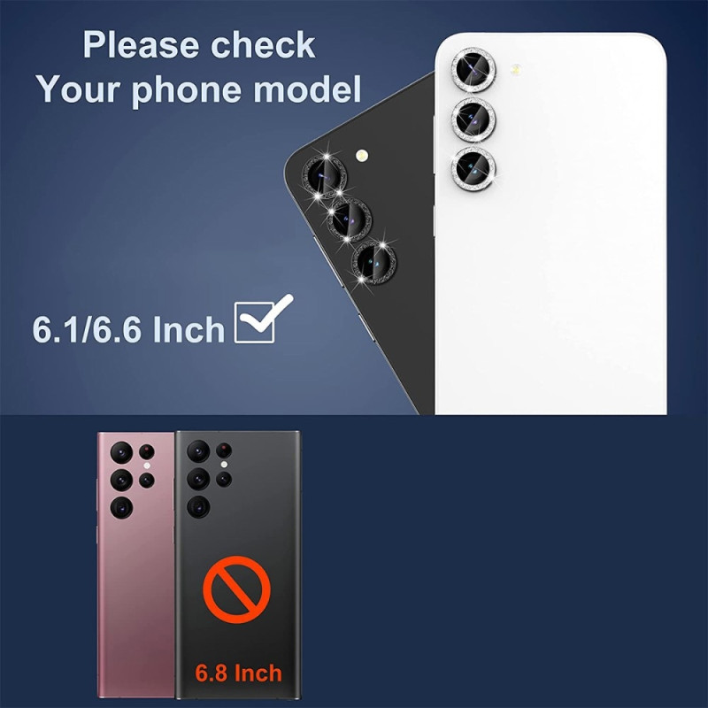 ENKAY kameralinsedeksel til Samsung Galaxy S24 herdet glass glitter