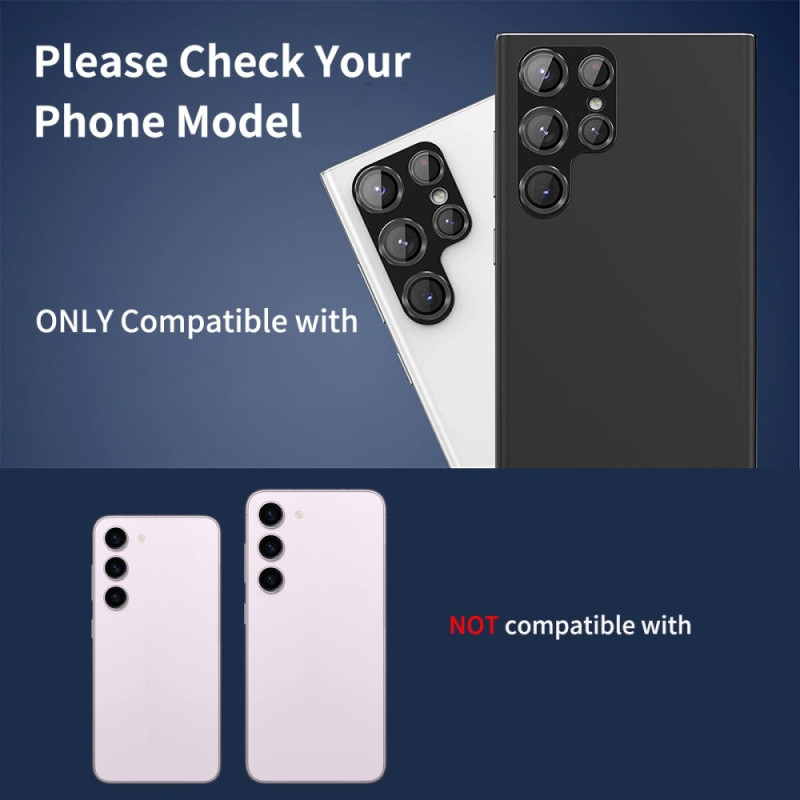 ENKAY kameralinsedeksel til Samsung Galaxy S24 Ultra aluminiumslegering+herdet glass