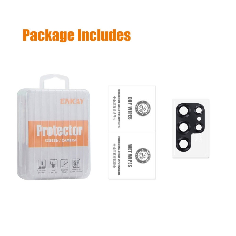 ENKAY For Samsung Galaxy S24 Ultra Camera Lens Protector Aluminium Alloy + Tempered Glass