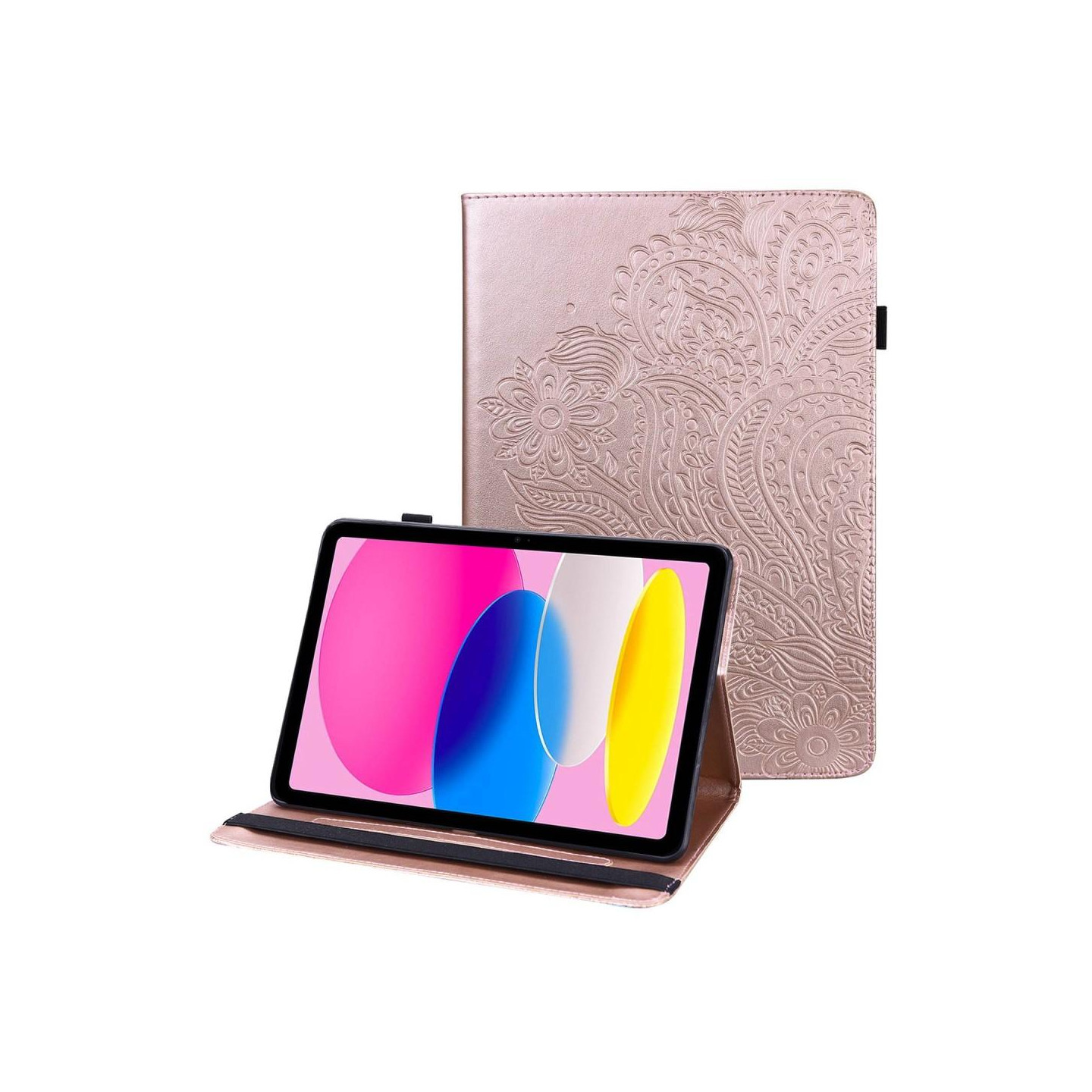 For iPad 10.9 (2022) Tablet Case Cover Flower Imprinting - Rose Gold