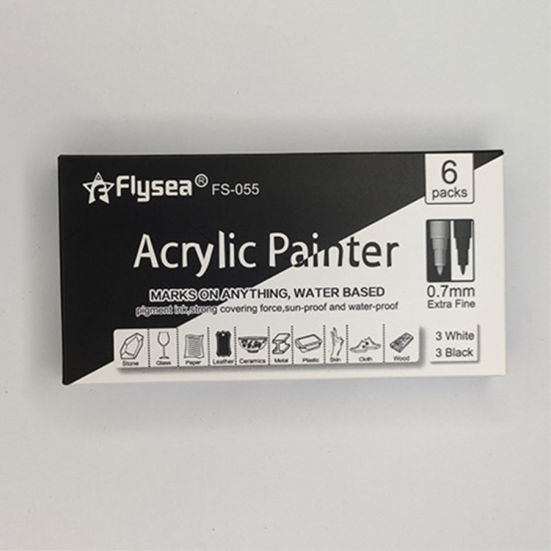 2 pcs 1 Black 1 White Acrylic color pen color marker for glass paper stone