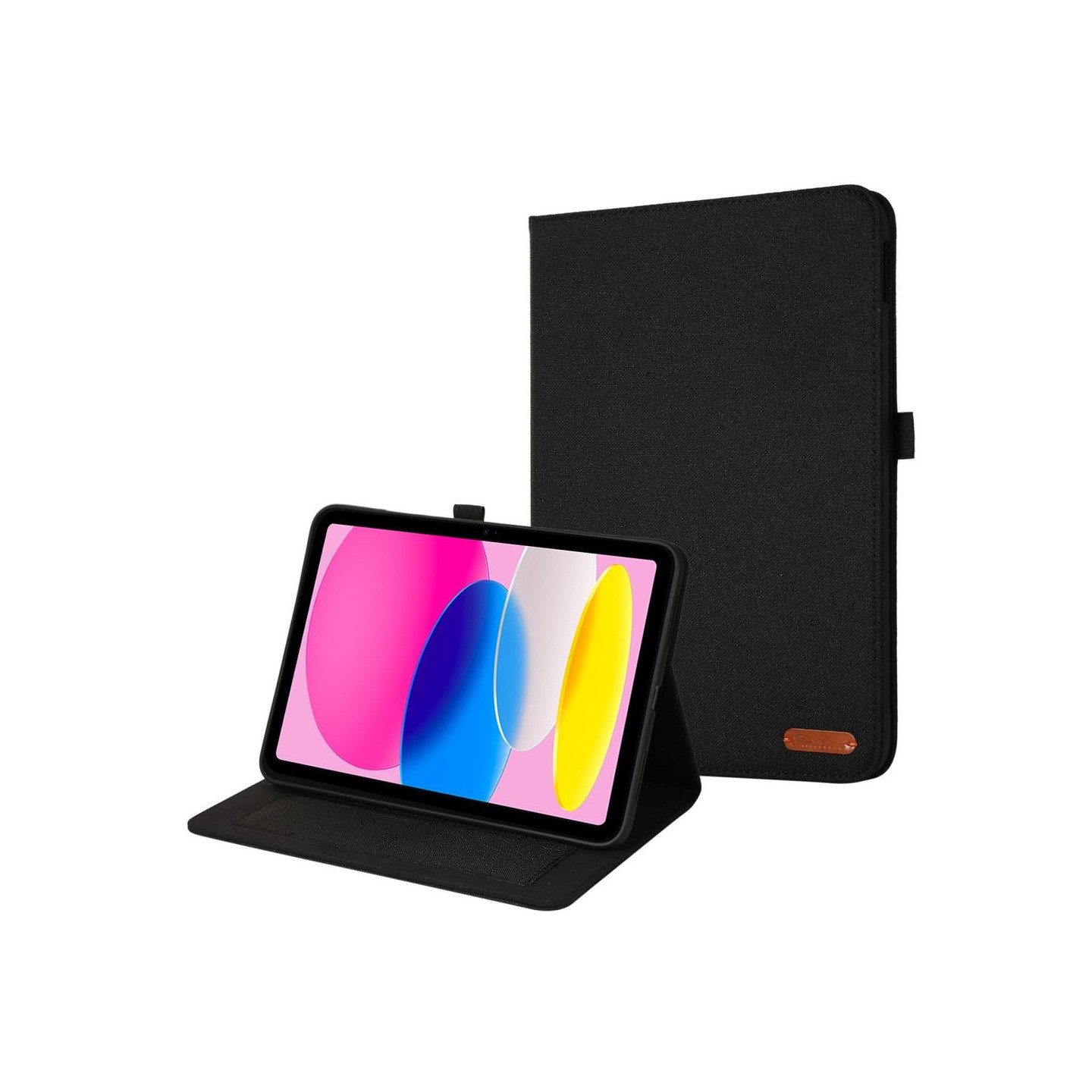 Apple iPad 10.9 2022 Sammenleggbart Veske Kortholder Stofftekstur - Svart