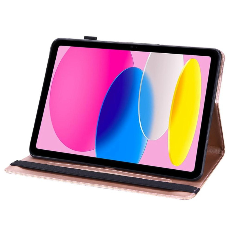 For iPad 10.9 (2022) Tablet Case Cover Flower Imprinting - Rose Gold