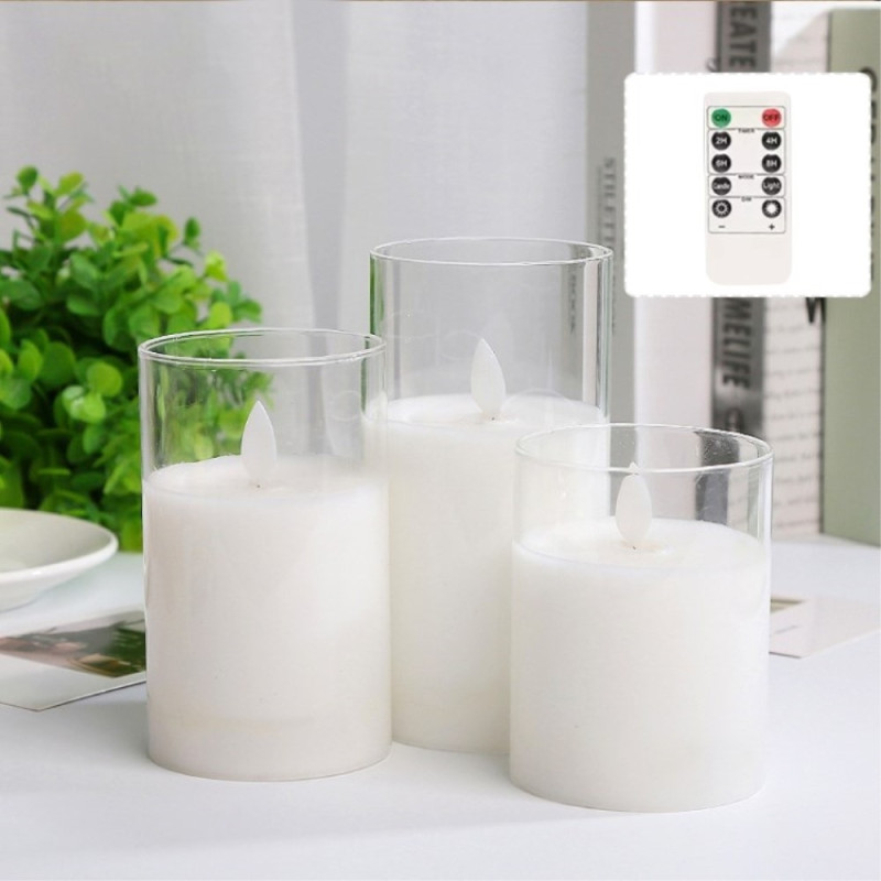 3 kpl Moving Flame Candle Light Decor LED - valo kaukosäätimellä