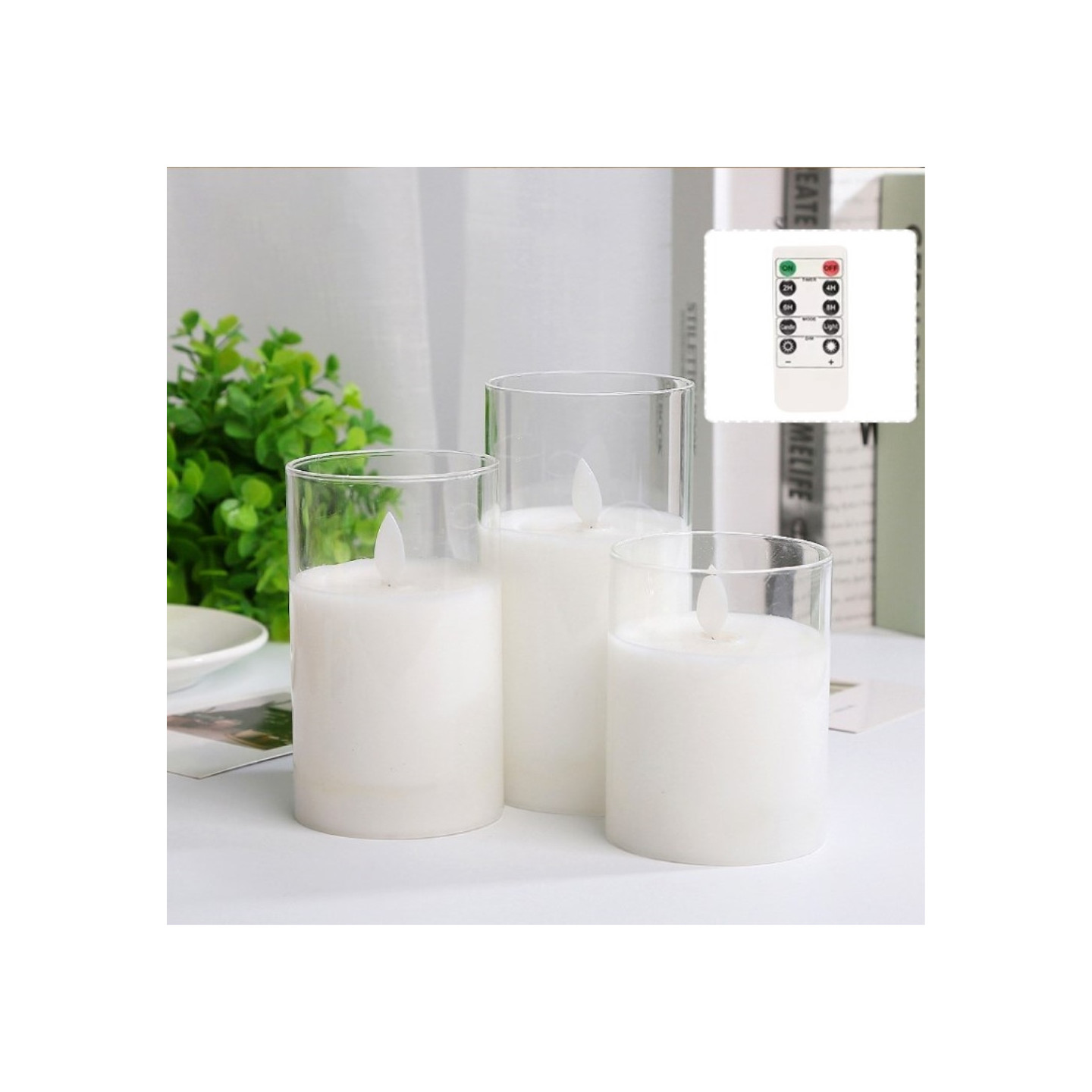 3 pcs Moving Flame Candle Light Decor LED light remote control