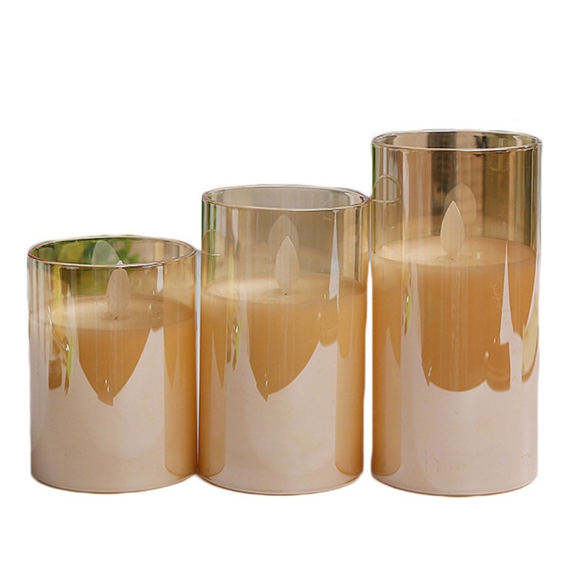 3 stk Moving Flame Candle Light Decor LED lys med fjernbetjening