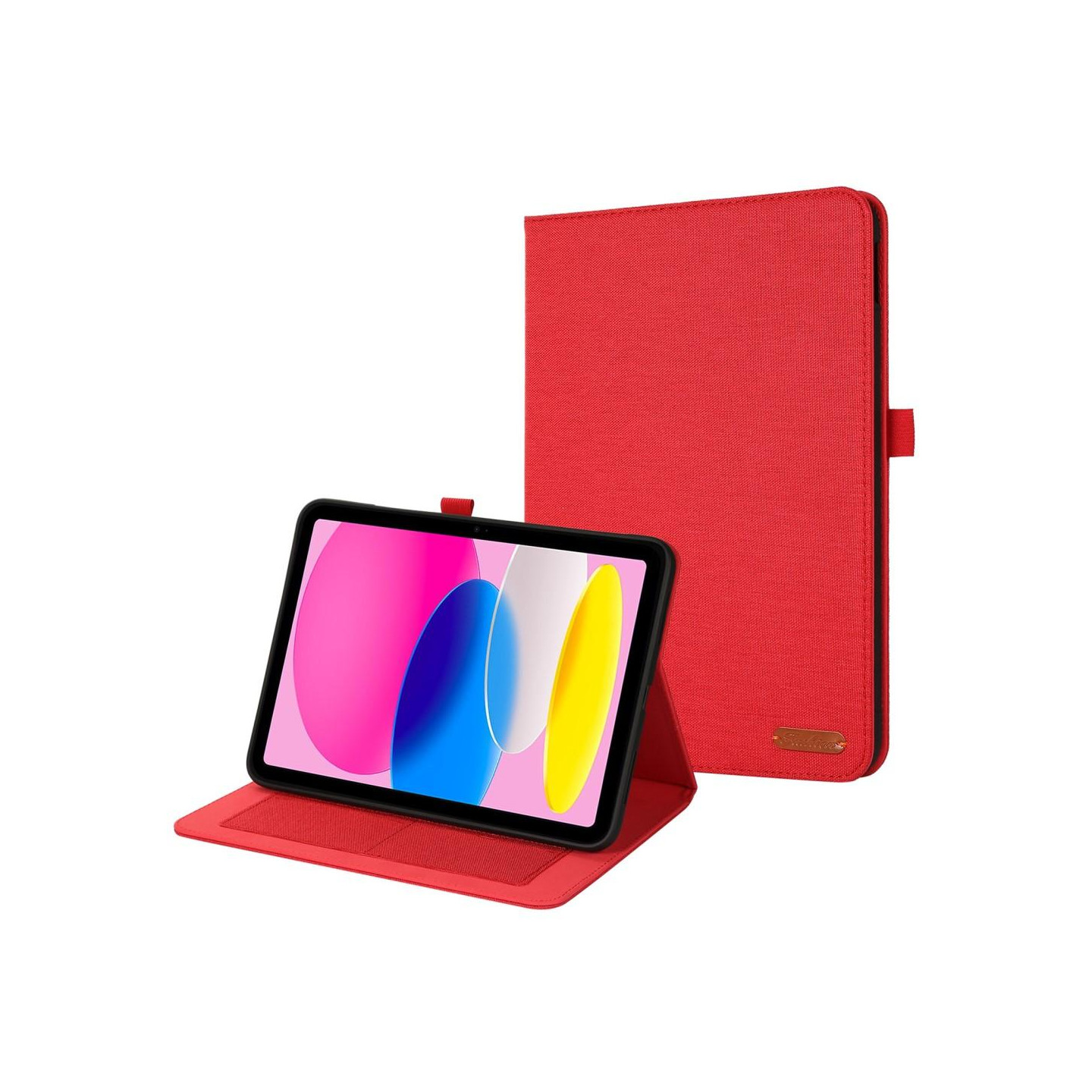 Apple iPad 10.9 2022 Sammenleggbart cover Kortholder Stofftekstur - Rød