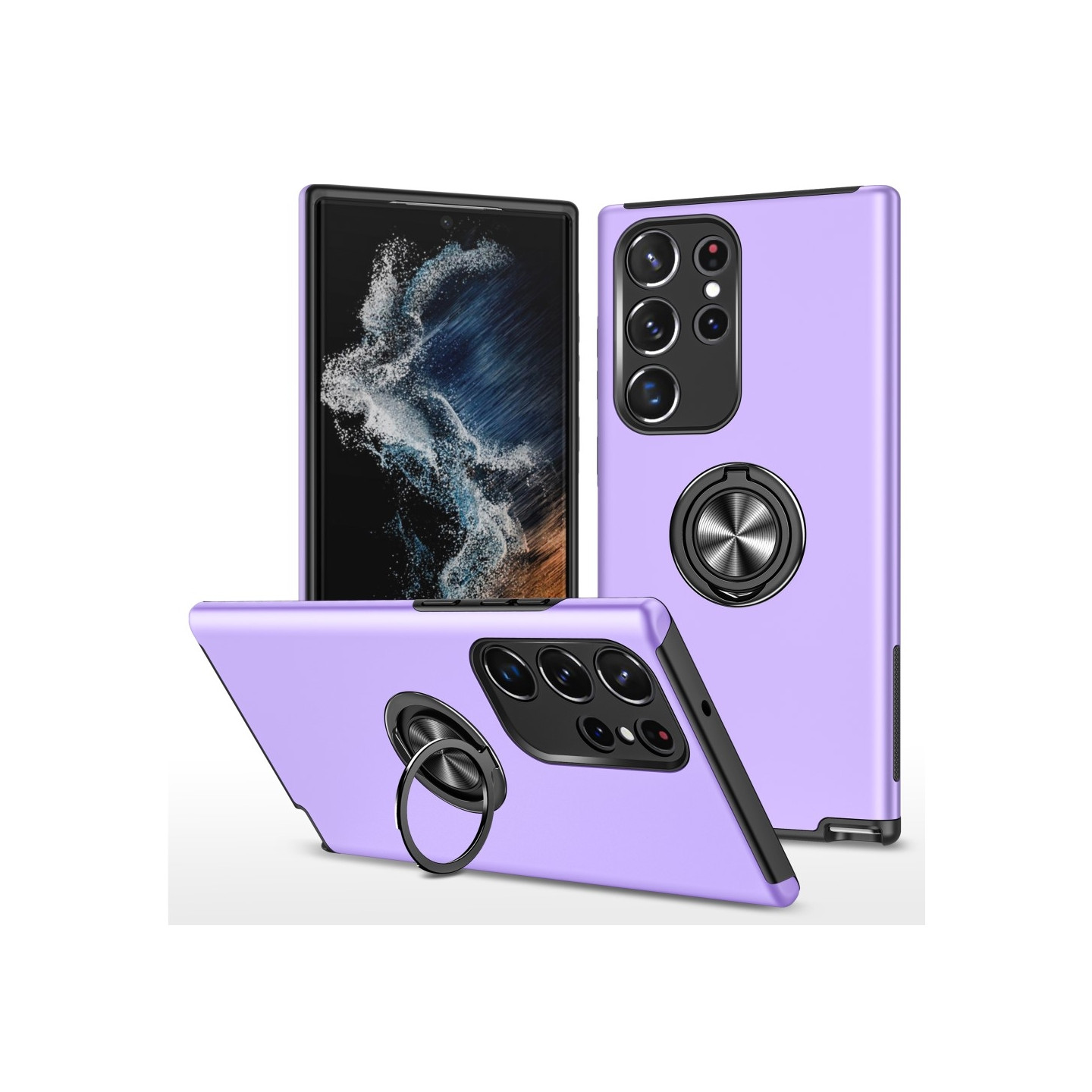 Samsung Galaxy S24 Ultra Hybrid Deksel Med Fingerring - Lilla