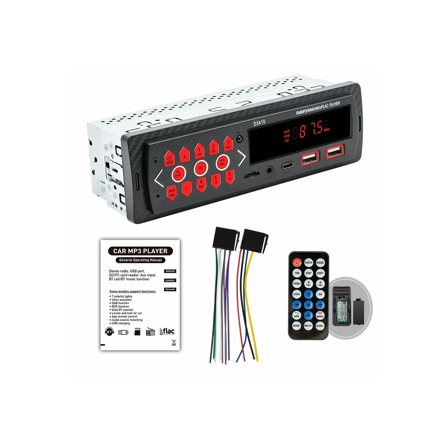 Auto Bluetooth MP3 - soitin Autostereo TF Card U - Disk FM - radio
