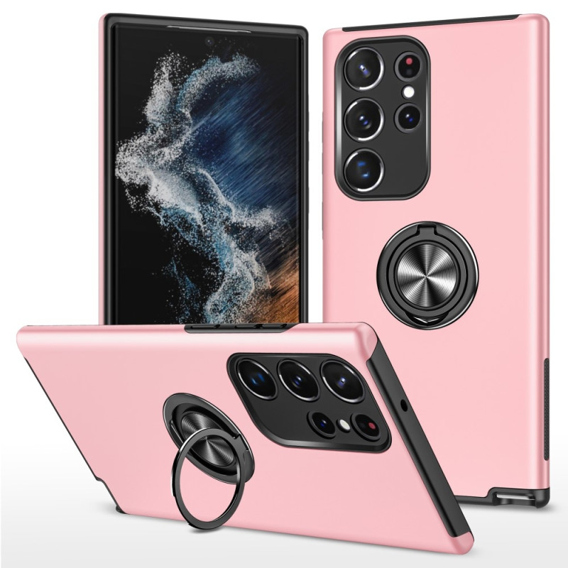Samsung Galaxy S24 Ultra Hybrid Deksel Med Fingerring - Rosa