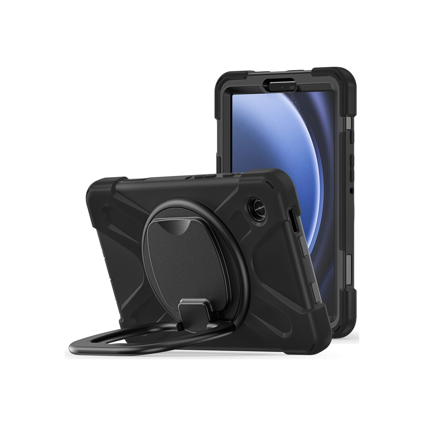 For Samsung Galaxy Tab A9 Case PC+Silicone Tablet Cover with Rotating Kickstand