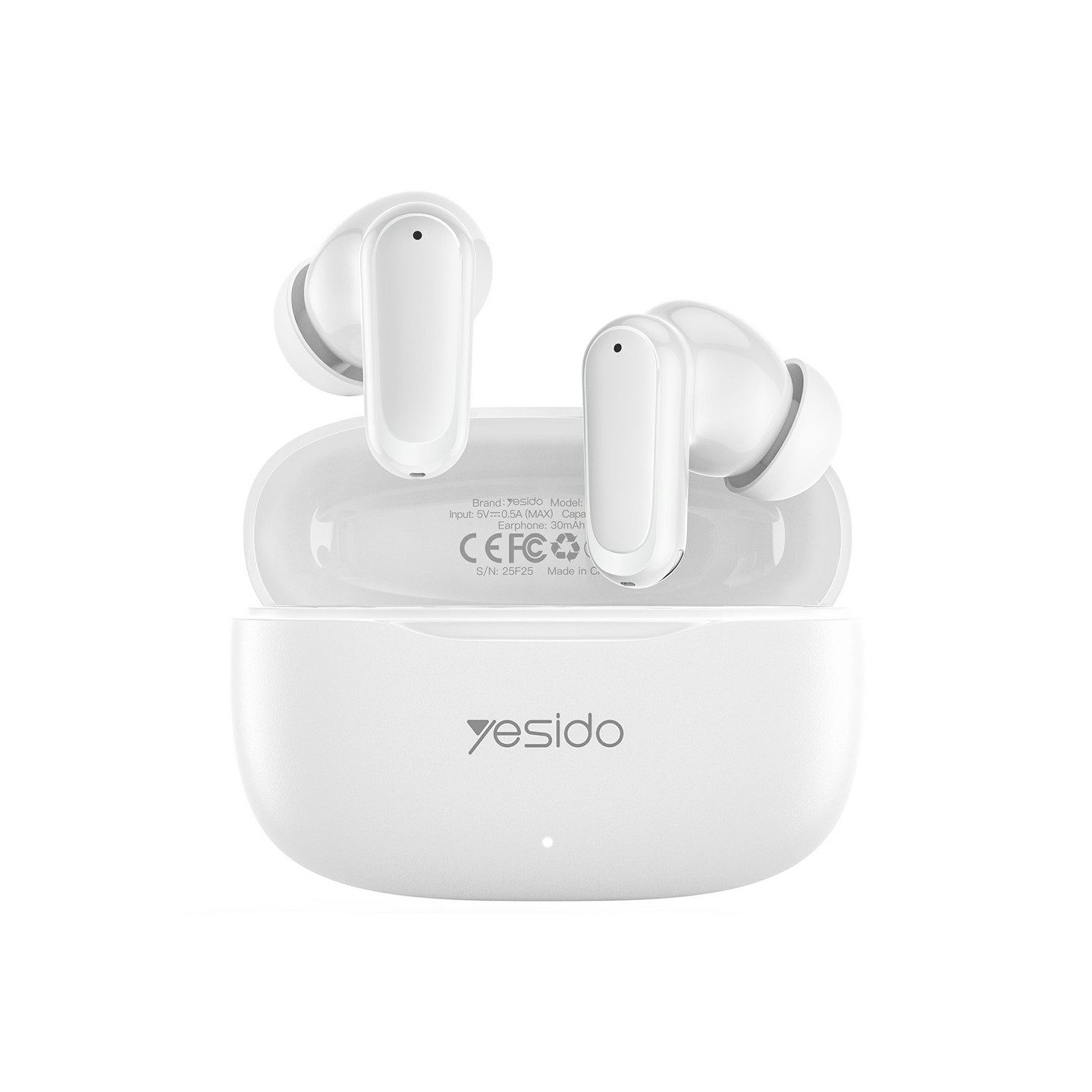 YESIDO Trådløse Hovedtelefoner In-Ear Bluetooth Stereo Hovedtelefoner med Touch-kontrol - Hvid
