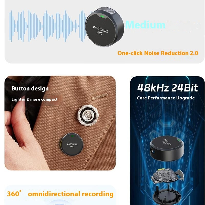 Magnetic Clip-on Microphone Noise Cancelling Bluetooth 2 Transmitters 1 Receiver IP connector