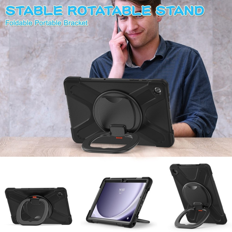 For Samsung Galaxy Tab A9+ Case PC+Silicone Tablet Cover with Rotating Kickstand