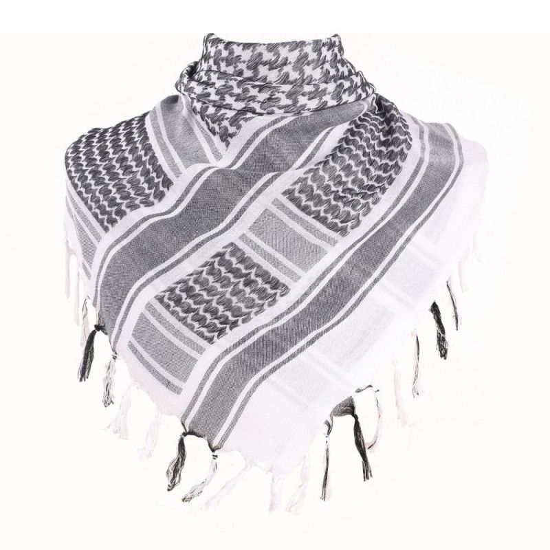 Kufiyya Shemagh Halsskjerf Palestina Sjal - Svart+Hvit