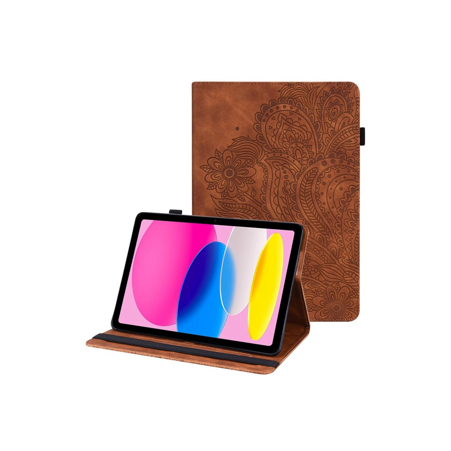 iPadille 10.9 (2022) Tablettikotelon kansi Kukkamainatus - Ruskea