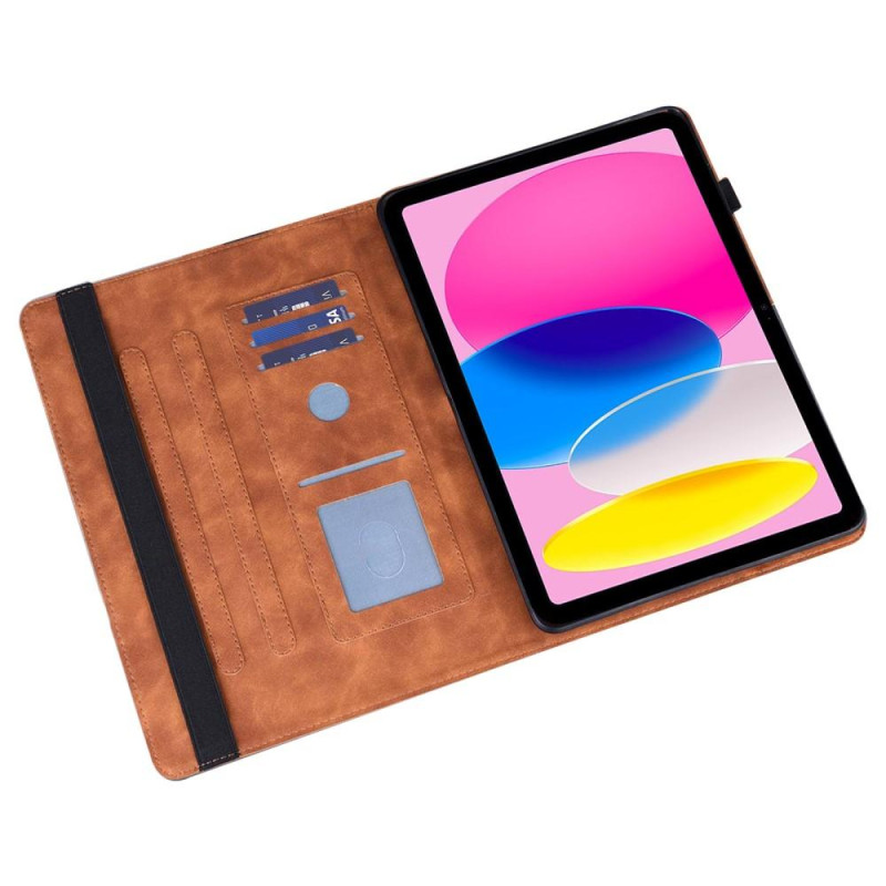 Til iPad 10.9 (2022) Tabletetui Cover Blomsterprægning - Brun