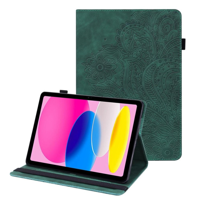 For iPad 10.9 (2022) Tablet Case Cover Flower Imprinting - Green