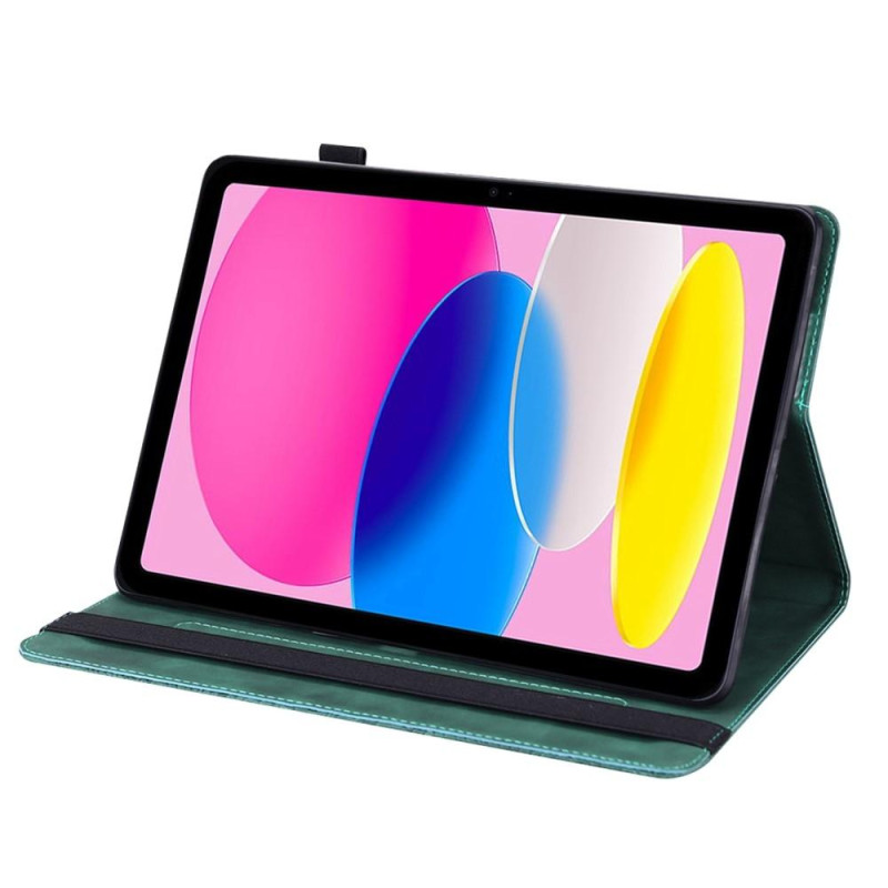 For iPad 10.9 (2022) Tablet Case Cover Flower Imprinting - Green