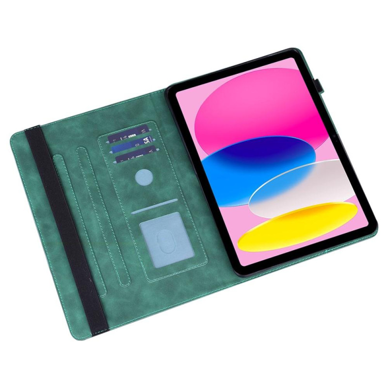 Til iPad 10.9 (2022) Tabletetui Cover Blomsterprægning - Grøn