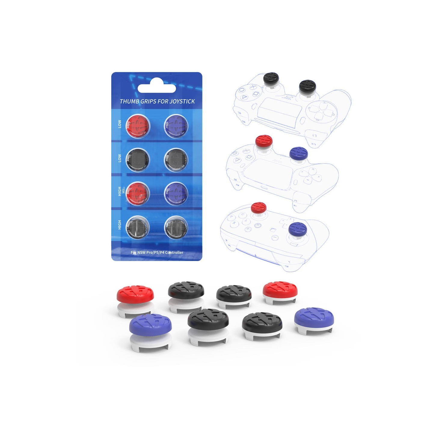 8stk/pakke controller silikone tommelfingergrebshætte Sony Playstation 5