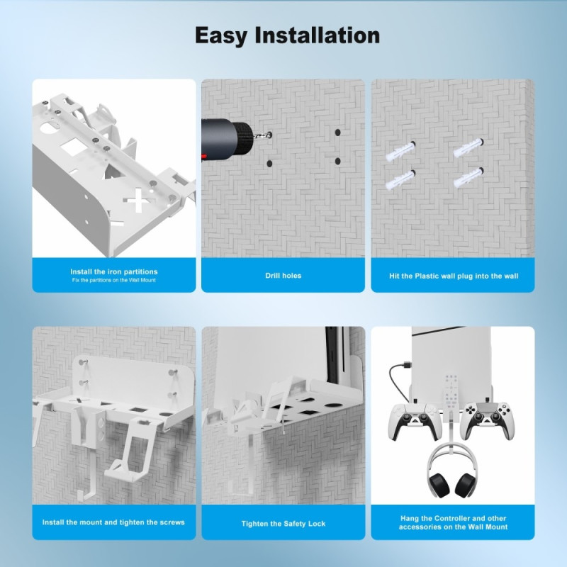 PlayStation PS5 slank veggmontert brakettkontrolllader