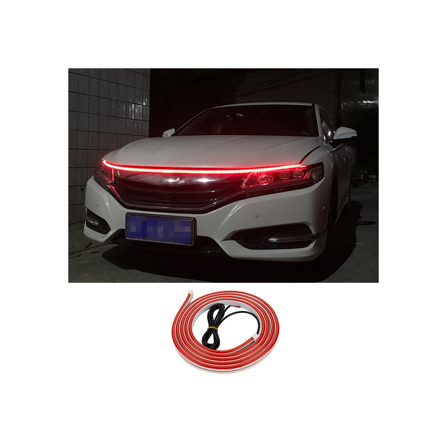 Dekorativ lysstripe for bilhette fleksibel vanntett - rød 2m