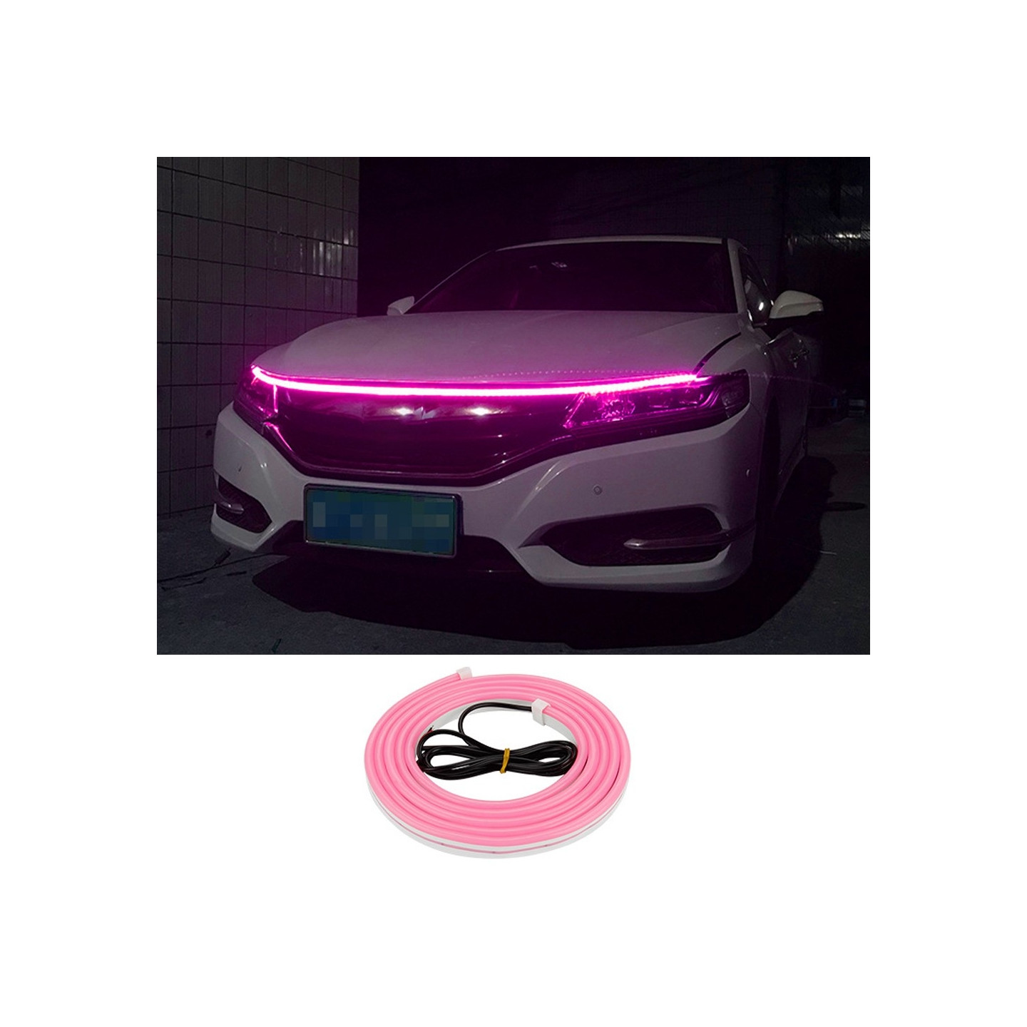 Dekorativ Lys Strip Til Bil Kaleche Fleksibel Vandtæt - Lyserød 2m