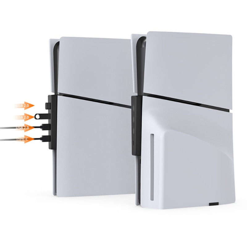 DOBE PS5 Slim - pelikonsolin hubiadapteri USB 2.0 - telakointiasema splitter