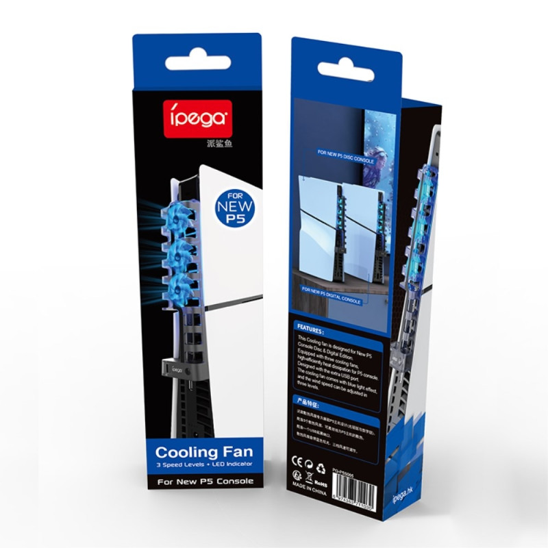 IPEGA PG - P5S005 For PS5 Slim Game Console Cooling Fan with USB Port + Light