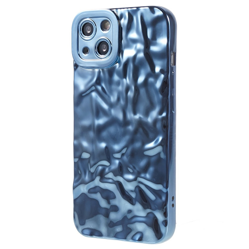 For iPhone 15 TPU Case Electroplating Wrinkled Uneven Phone Cover - Blue
