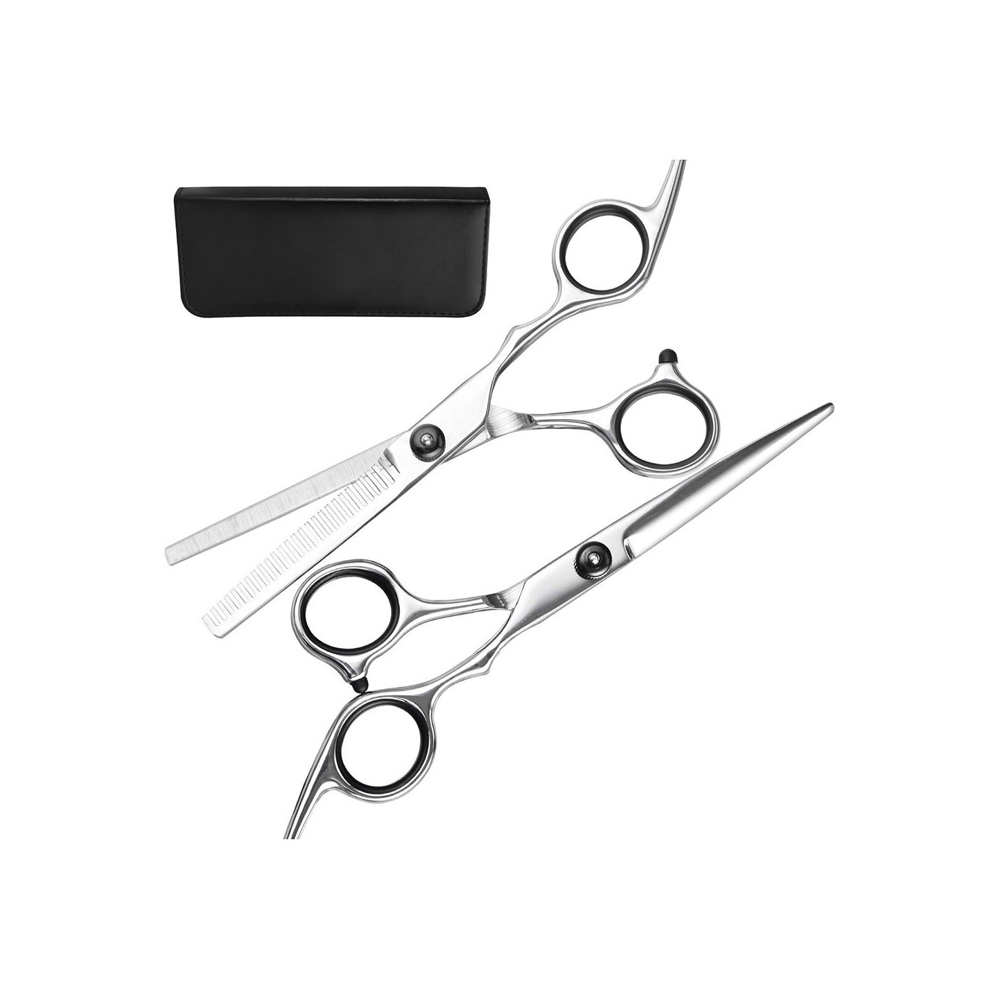 2 pcs. stainless steel hairdressing scissors professional hair cutting thinning scissors + bag