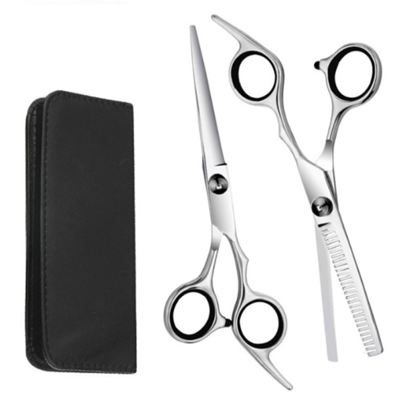 2 pcs. stainless steel hairdressing scissors professional hair cutting thinning scissors + bag