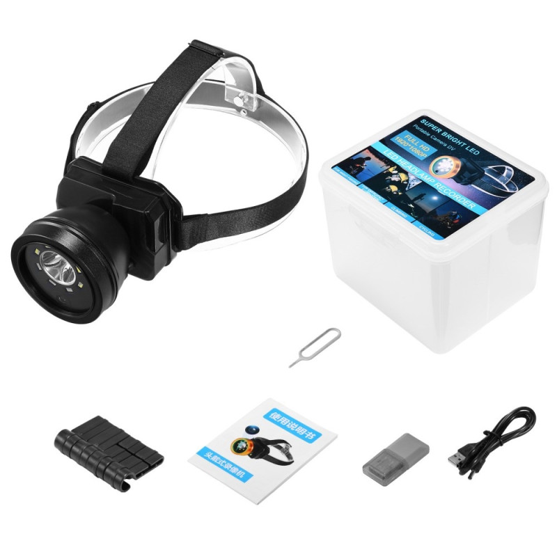 Vedenpitävä 1080P - videokamera taskulamppu Otsavalaisin kohdevalo