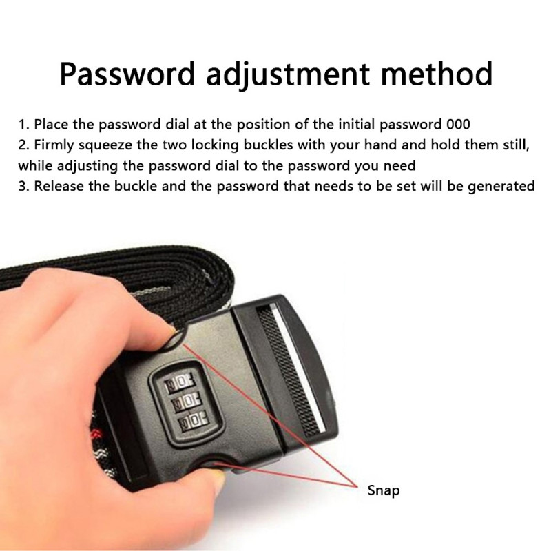 Tyverisikringsstrop til bagagekuffert Password Safe Lock - Sort