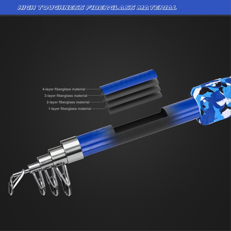 LEO 165 cm retractable fishing rod in fiberglass spinning fishing rod